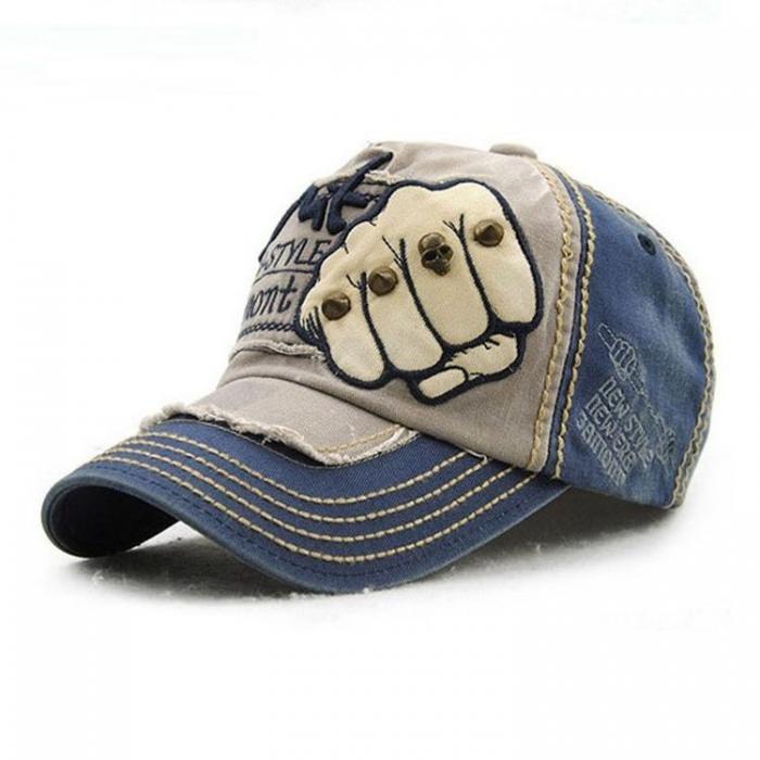 Denim worn-out printed cap