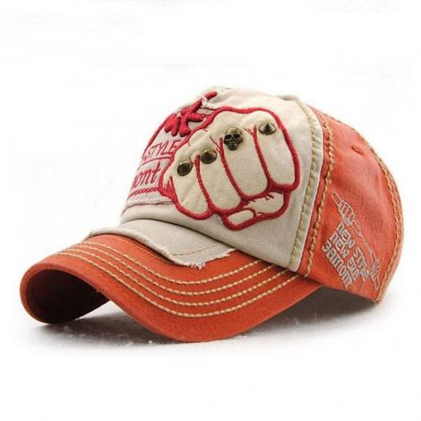 Denim worn-out printed cap